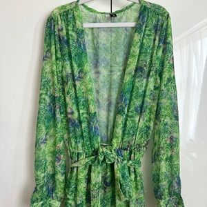“J Lo” look Vibrant Green Patterned Dress